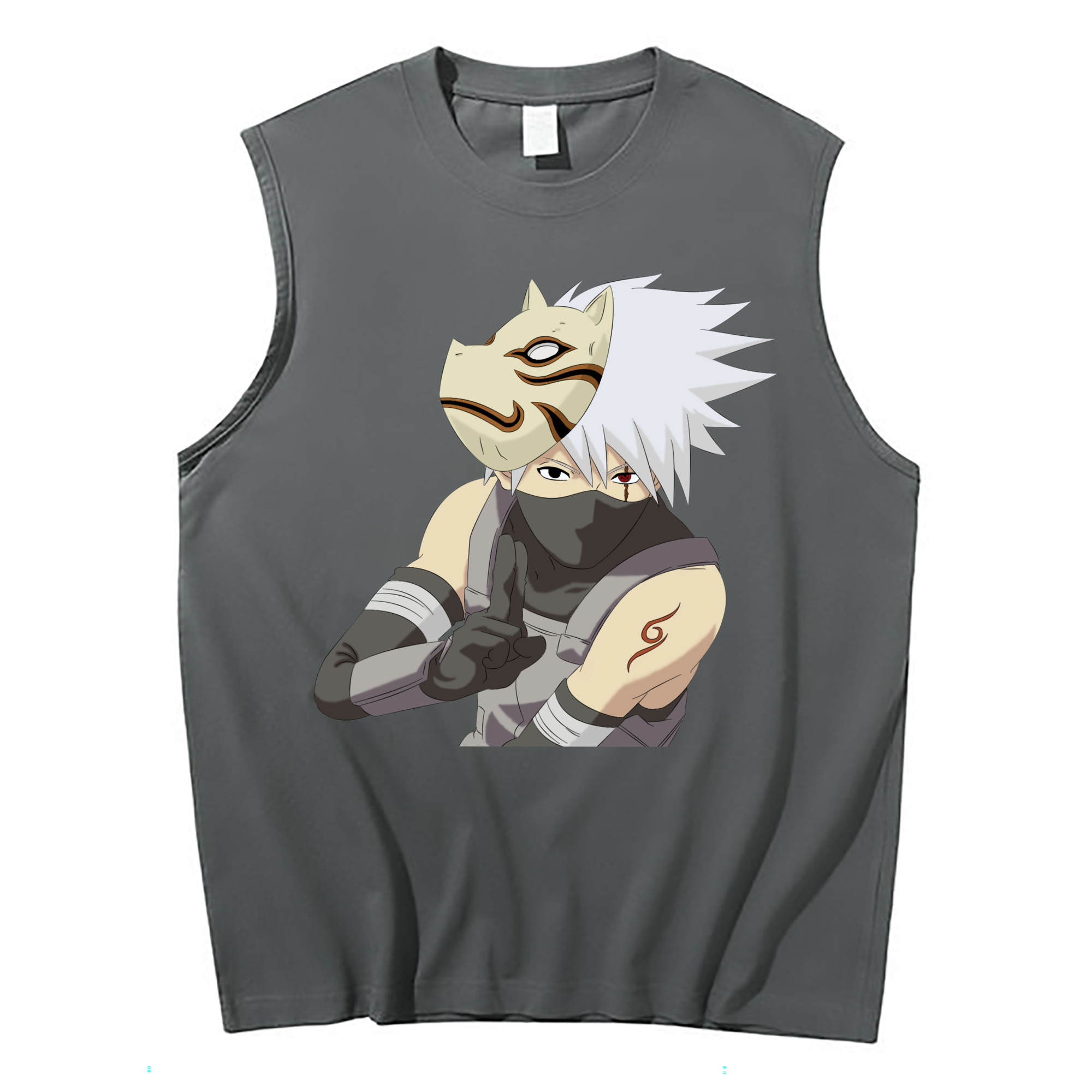 （画像用） NARUTO -ナルト- はたけ カカシ Hatake Kakashi コットン100％タンクトップ（フロントプリント）